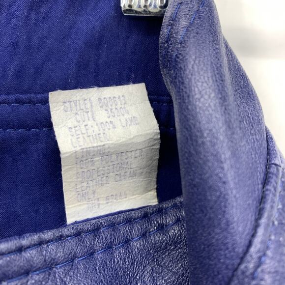 Nicole Miller A-Line Pleated Mini Skirt Womens Sz 2 Blue Lamb Leather Zip Front - Picture 6 of 6